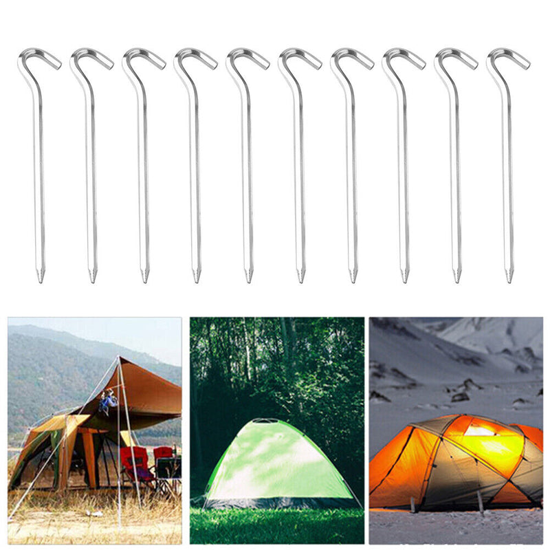 18cm Tent Pegs Outdoor Camping Awning Canopy Stakes Ground Nail Kit (10pcs)