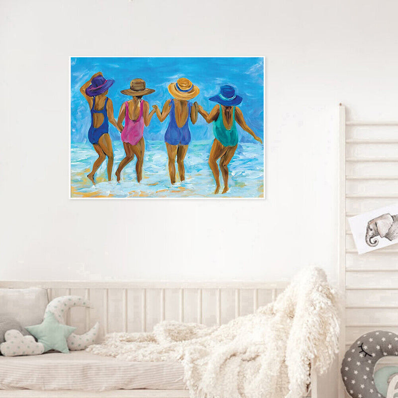 Beach Girls Oil Paint by Numbers Hand Painted Frameless Picture Home Orname
