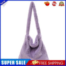 Women Plush Solid Color Handbag Winter Casual Large Shoulder Bag (Purple)