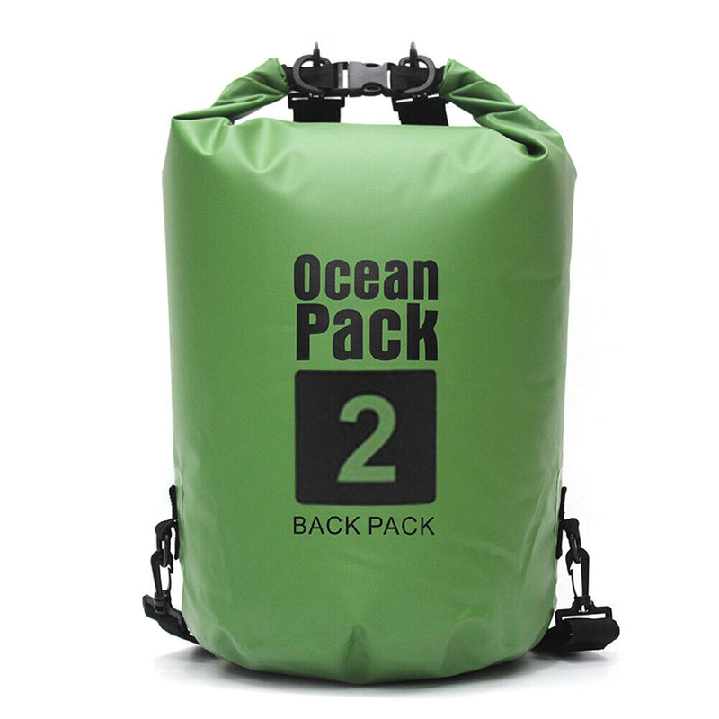 2L Waterproof Dry Bag Swimming Outdoor Drift Kayaking Storage Pack (Green) Newly