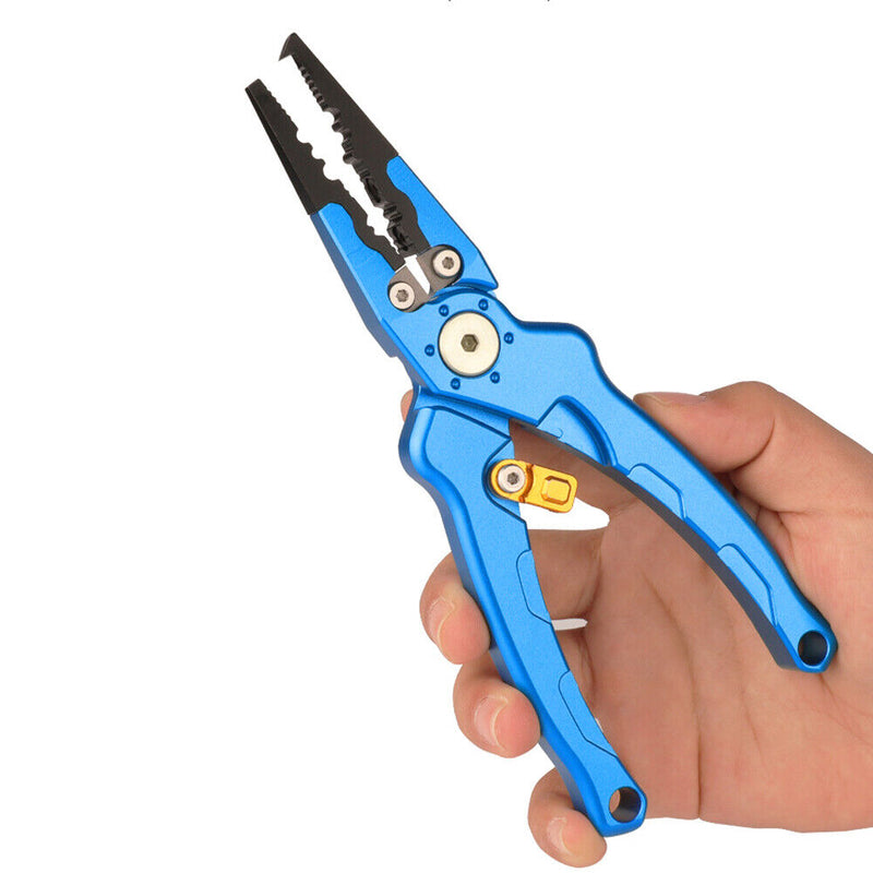 Fishing Pliers Scissors Braid Line Lures Cutter Hook Remover Tongs (Blue)