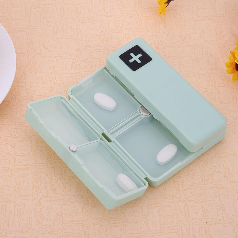 7 Grids Weekly Pill Box Magnet Lid Tablet Storage Box Pill Splitter (Green)
