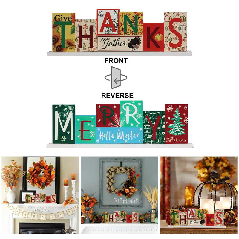 Large Size Double Sided Wooden Sign Fall and Halloween Decorations for Hom!