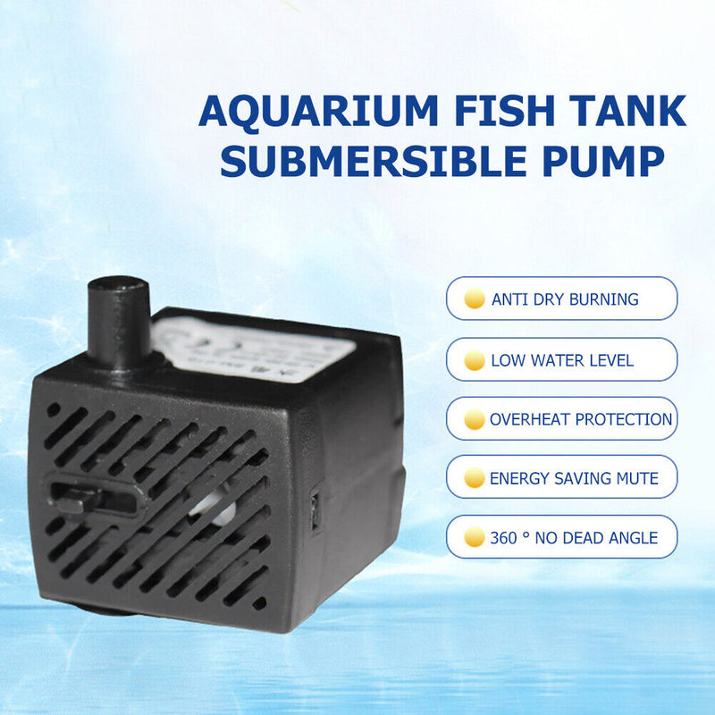#A 350L/H 5W 4 LED Colorful Light Submersible Aquarium Water Pump for Pond Fount