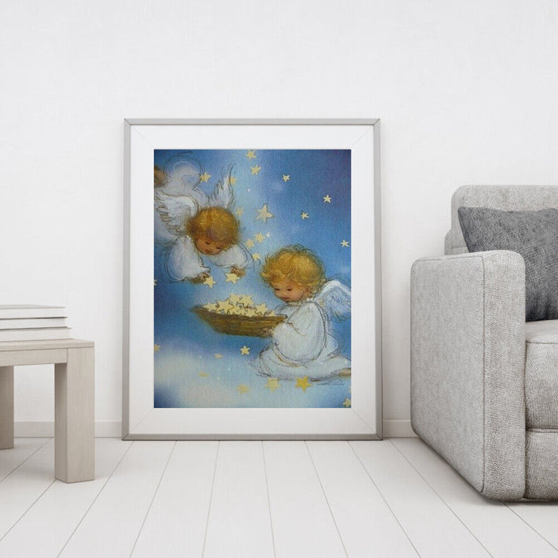 Angel Babies Playing Paint By Numbers DIY Canvas Set Oil Paint Drawing No Frame
