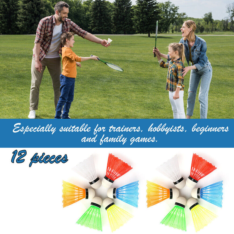 #A 12pcs Plastic Badminton Balls Lightweight Badminton Shuttlecock Outdoor Suppl