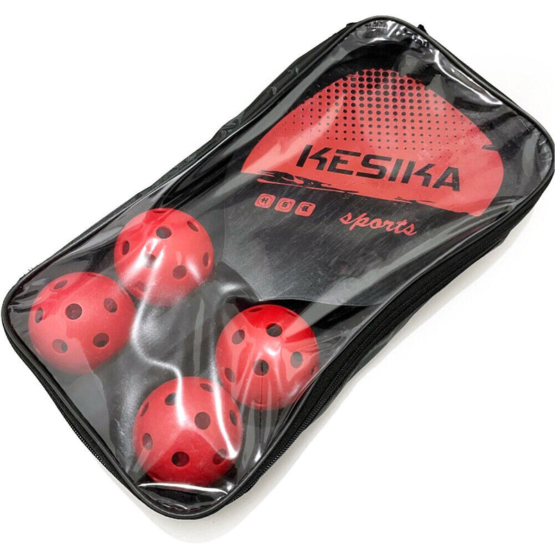 2pcs Pickle Paddles Rackets + 4 Balls Lightweight Outdoor Indoor Sports Racqu