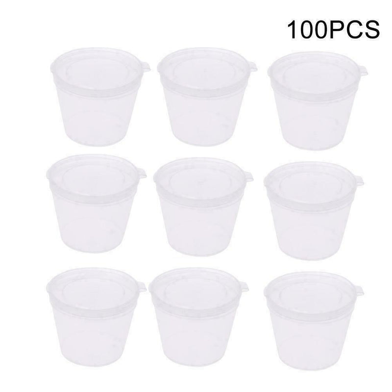 100x/Set Small Plastic Sauce Cups Food Storage Containers Clear +-Lids B hot.