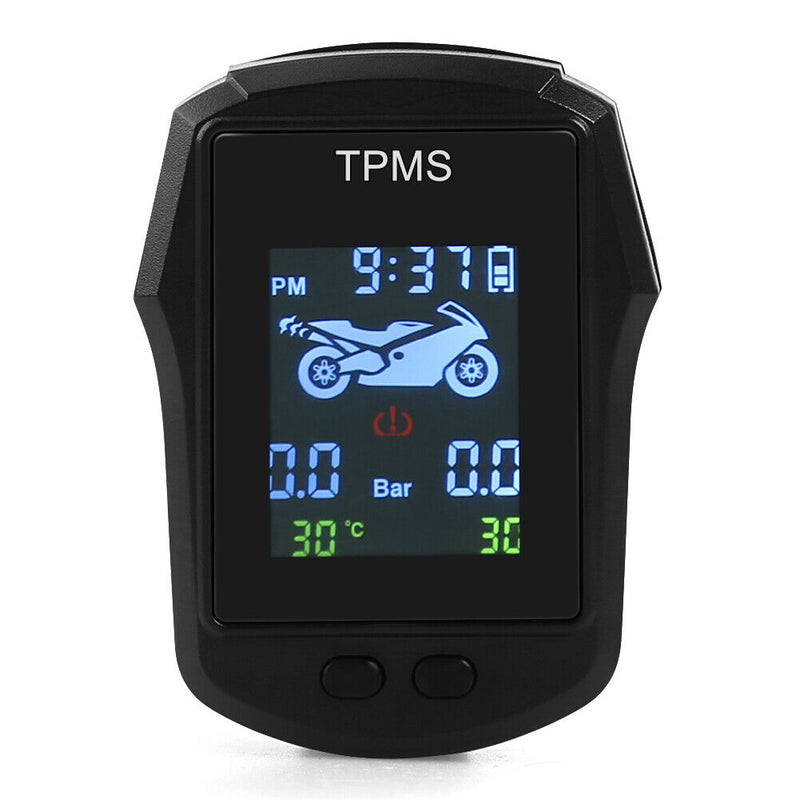 TPMS Waterproof Tire Pressure Monitor System Motorcycle with 2 External Sensors