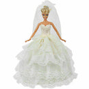 Handmade White Princess Wedding Party Dress Gown With Barbi I1H3 For 29cm J1X6