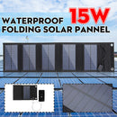 Waterproof 15W Foldable USB Solar Panel Outdoor Battery Charger (Black)