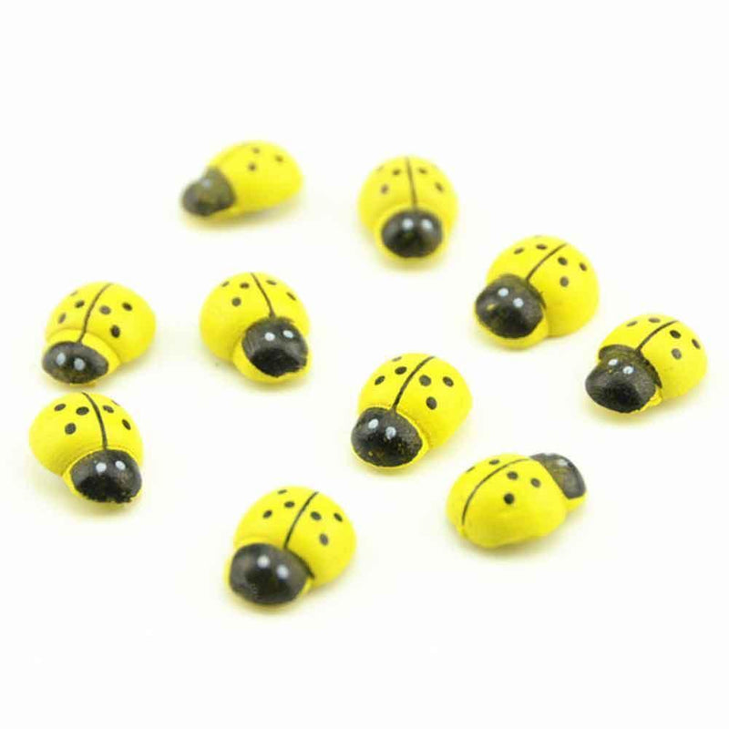 100x Mini Self Adhesive Wooden Ladybird Stick On Lady Craft Card Wood Bu hot.