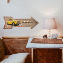 Arrow Shape Retro Metal Sign Rusty Texture Design Metal Painting Yellow Car