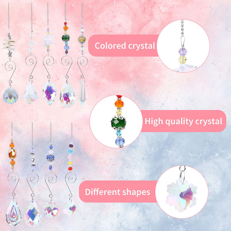 Crystal Ornaments - Clear Crystals Hanging Pendants Charm Ornaments Pack of 9