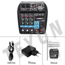 4 Channel Audio Sound Mixer Mini Mixing DJ Console with 48V Power (EU Plug)