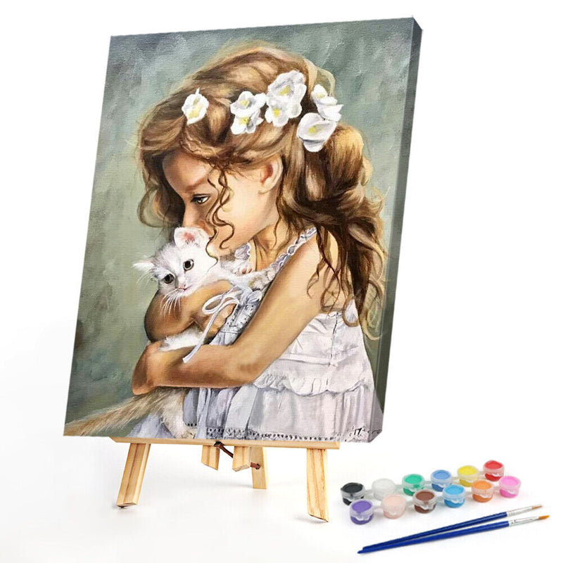 Little Girl Oil Paint By Numbers Kit DIY Acrylic Painting on Canvas Frameless