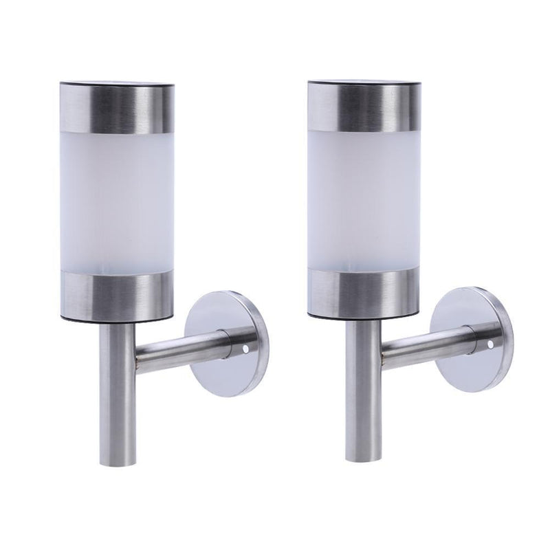 2pcs Solar Powered Stainless Steel Light LED Wall Light Fence Lamp Outdoor Garden Li