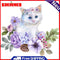 Flower Cat Oil Paint By Numbers Kits Canvas Picture Wall Art DIY Gift for Adults