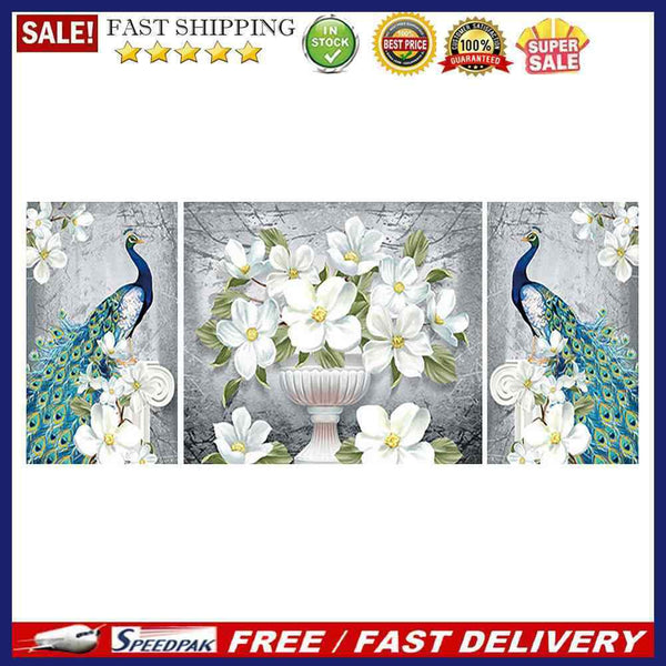 3pcs 5D DIY Full Drill Diamond Painting Peacock Cross Stitch Embroidery Needl