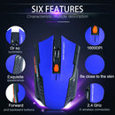 USB Wireless Mouse 1600DPI Adjustable Receiver 2.4GHz Mice for PC (Blue)