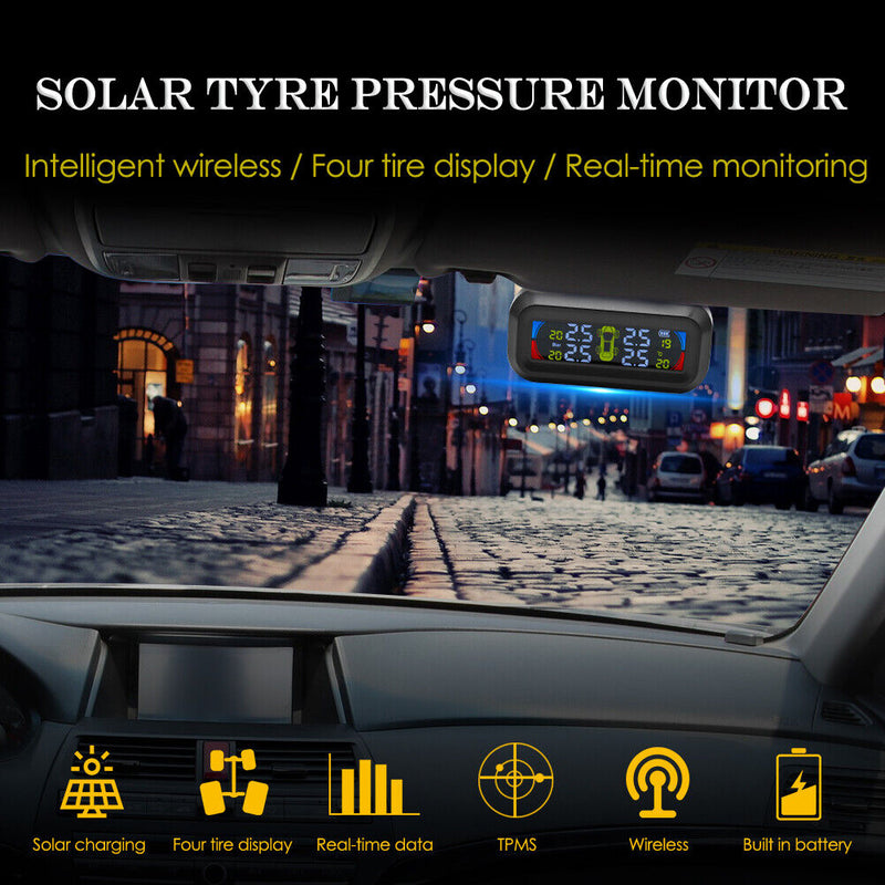 Solar TPMS AN-10C LCD Digital Display Car Tire Pressure Monitoring Alarm System