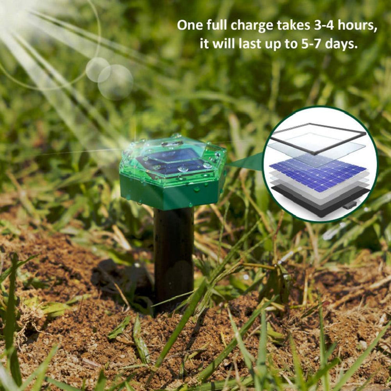 2x Solar Ultrasonic Mouse Mole Pest Rodent Repeller for Outdoor Yard Garden