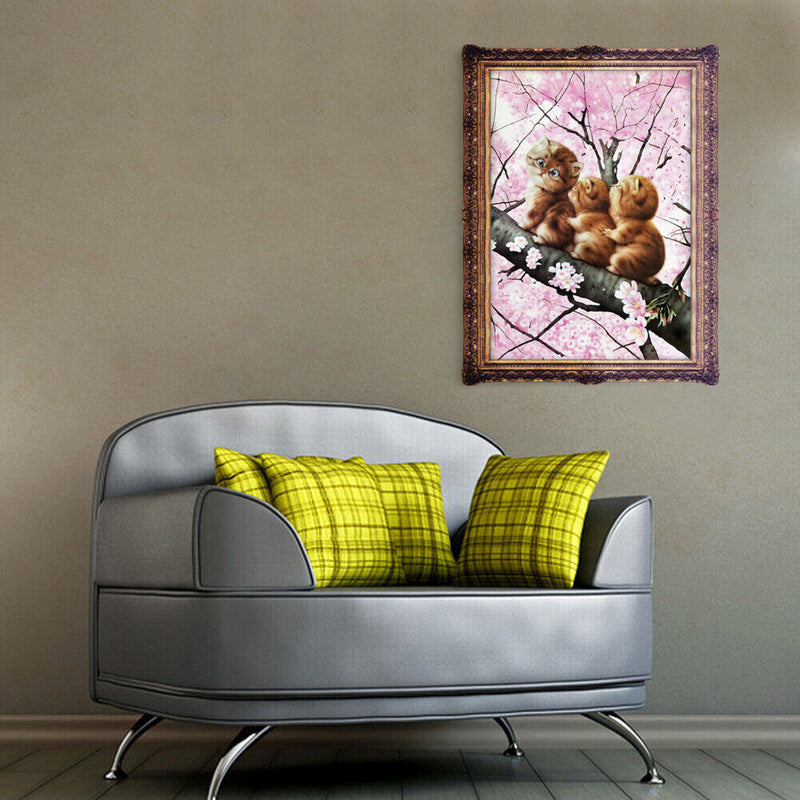 5D DIY Diamond Painting Three Cats Cross Stitch Embroidery Rhinestones Kits