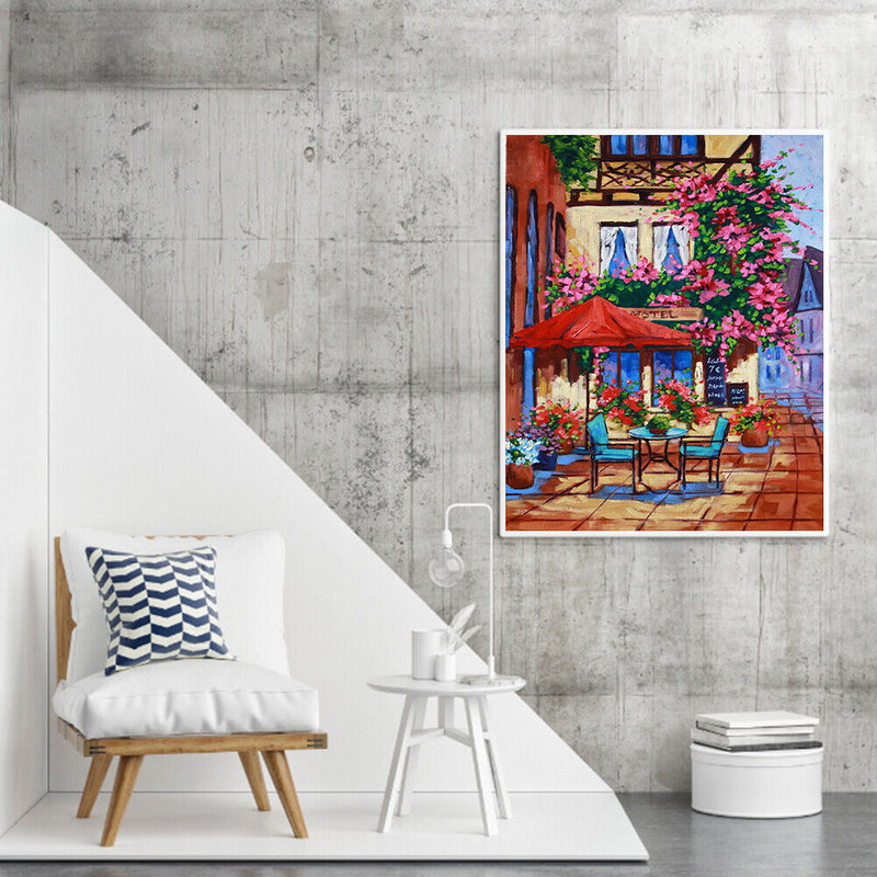 Street Corner Oil Paint By Numbers Kit DIY Acrylic Painting on Canvas Framele
