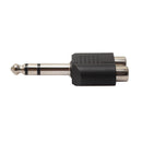 2Pcs 6.35mm 1/4" Stereo Plug to 2 RCA Female Jacks Splitter Audio Converter
