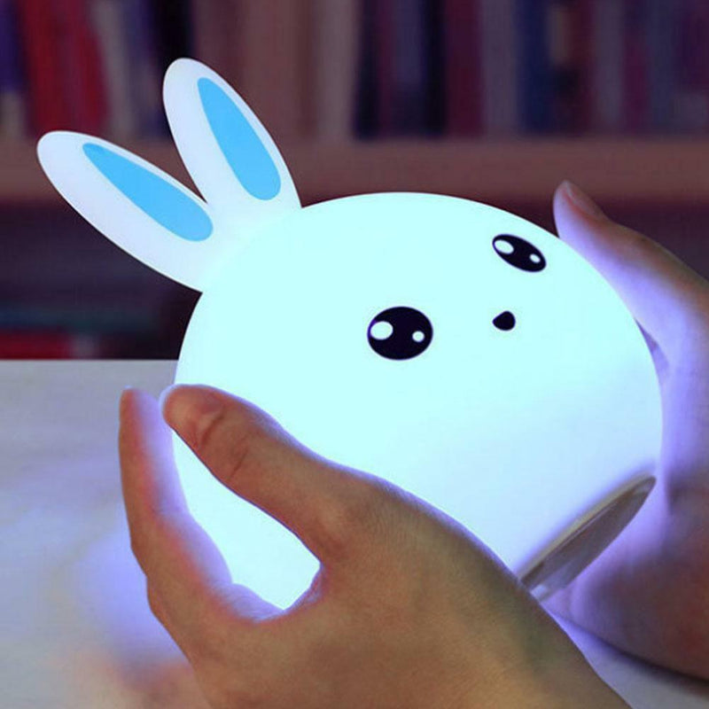 LED Mini Night Light Lamp Cute Silicone Rabbit Color Change Kids Bedroom Rooms