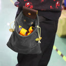 Outdoor Leather Canvas Bushcraft Bag Camp Foraging Pouch with Belt (Black) Newly