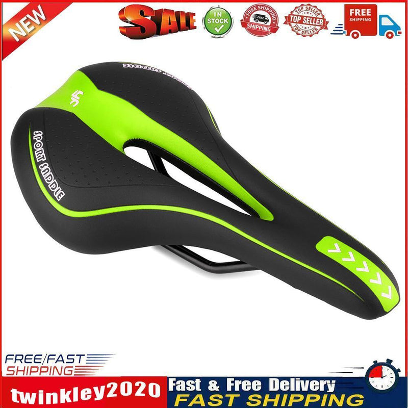YAFEE MTB Bike Seat Saddle Soft Bicycle Breathable Hollow Cushion (Green) Newly