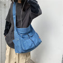 Japanese Shoulder Bags Retro Denim Messenger Large Capacity Crossbody Handbags