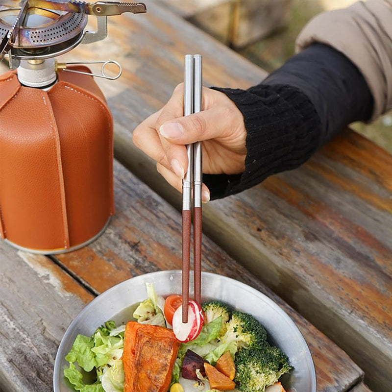 Folding Chopsticks, Tableware for Outdoor Camping Picnic Chopsticks (Brown)