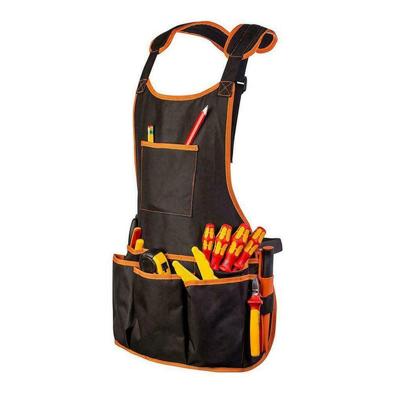 Bib Apron 16-Pocket Tool Woodworking Gardening Craft Shop Mechanic Wood I2C9