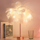 Remote Control Feather Tree Lights Bedside Bedroom Decor Table Lamp (White)