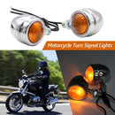 1 Pair Mini Retro Motorcycle Turn Signal Lights Motorbike Blinkers (Chrome)