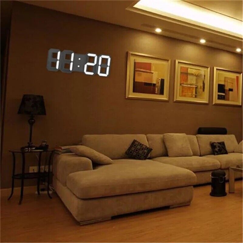 Large LED Digital Wall Clock Alarm Hanging Clock For Home Snooze Watch USB LED