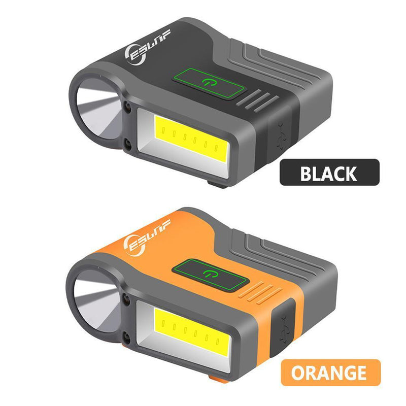 Waterproof COB LED Induction Headlights Clip-on-Cap Sports Lights (Black)