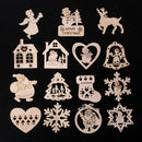 Wood Chip Christmas Snowflake Santa Claus Xmas Decoration Hanging Ornaments