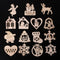 Wood Chip Christmas Snowflake Santa Claus Xmas Decoration Hanging Ornaments