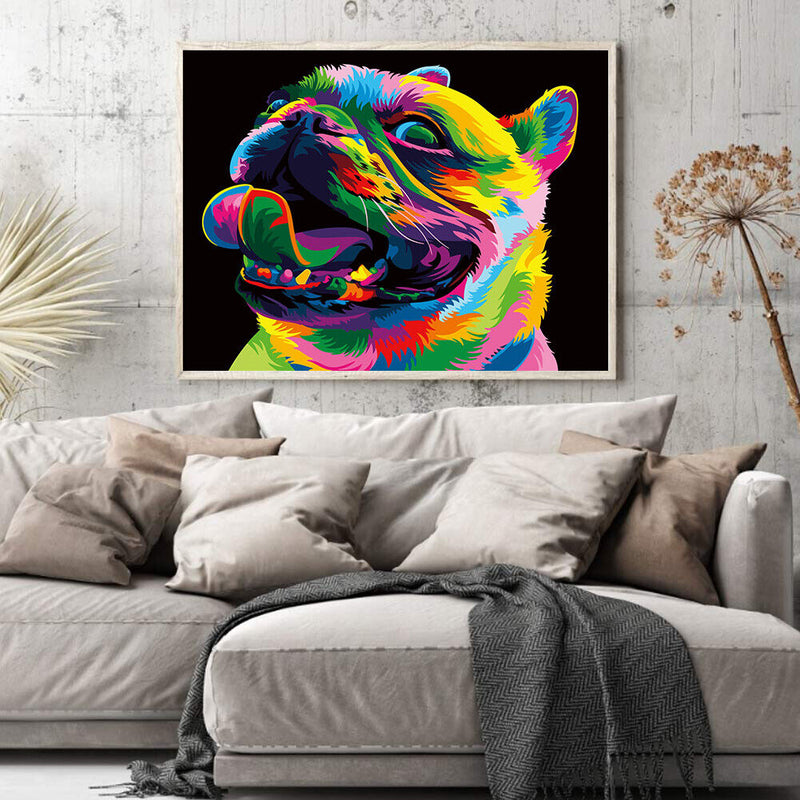Painted Pug Oil Paint By Numbers DIY Canvas Wall Art Picture Craft Home Dec