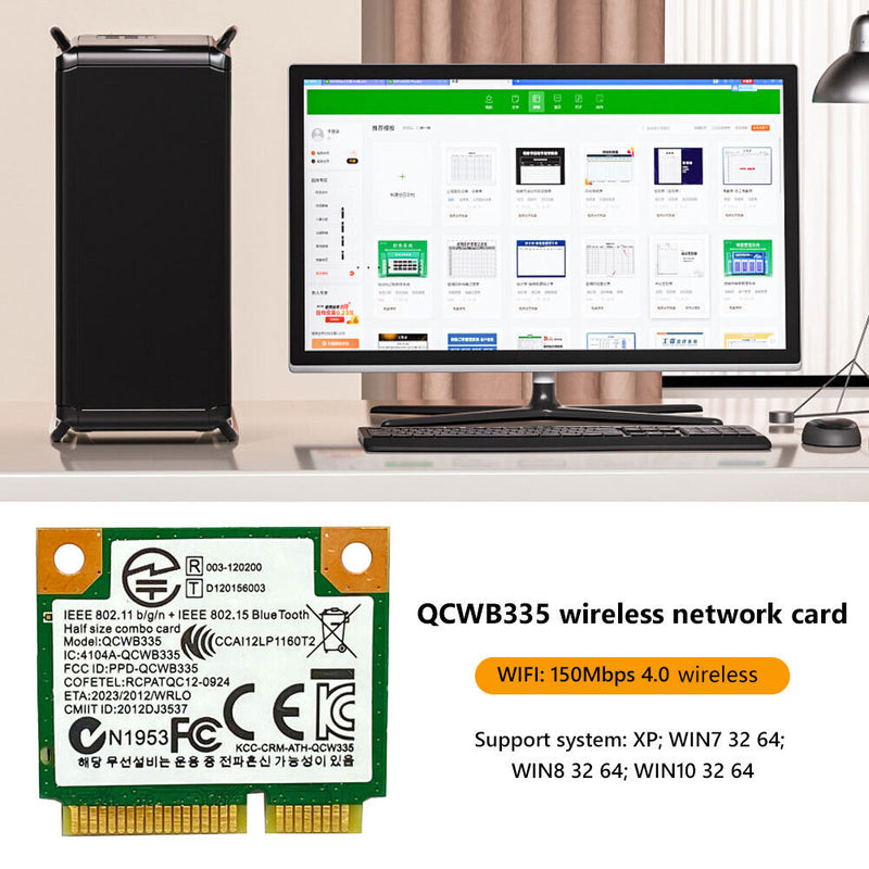 QCWB335 Half Mini PCIe WiFi Bluetooth-compatible 4.0 Adapter Wireless Card