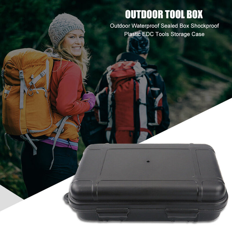 Outdoor Waterproof Sealed Box Shockproof EDC Tools Storage Case (Black XL)