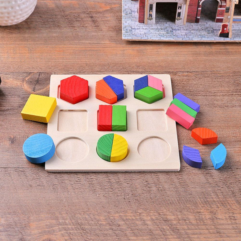 Wood Geometric Shapes Sort Math Montessori Puzzle Kids Educational Toys (3)