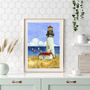 DIY 5D Mosaic Lighthouse Rhinestone Painting Kit Full Round Diamond Drawing