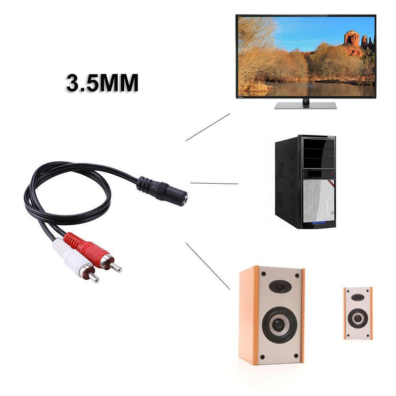 3.5mm Female Stereo to 2-RCA Male Plug to Audio Converter Cable Adapter