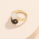 Hip-hop Style Metal Yin Yang Open Ring Women Men Adjustable Tai Chi Rings Newly