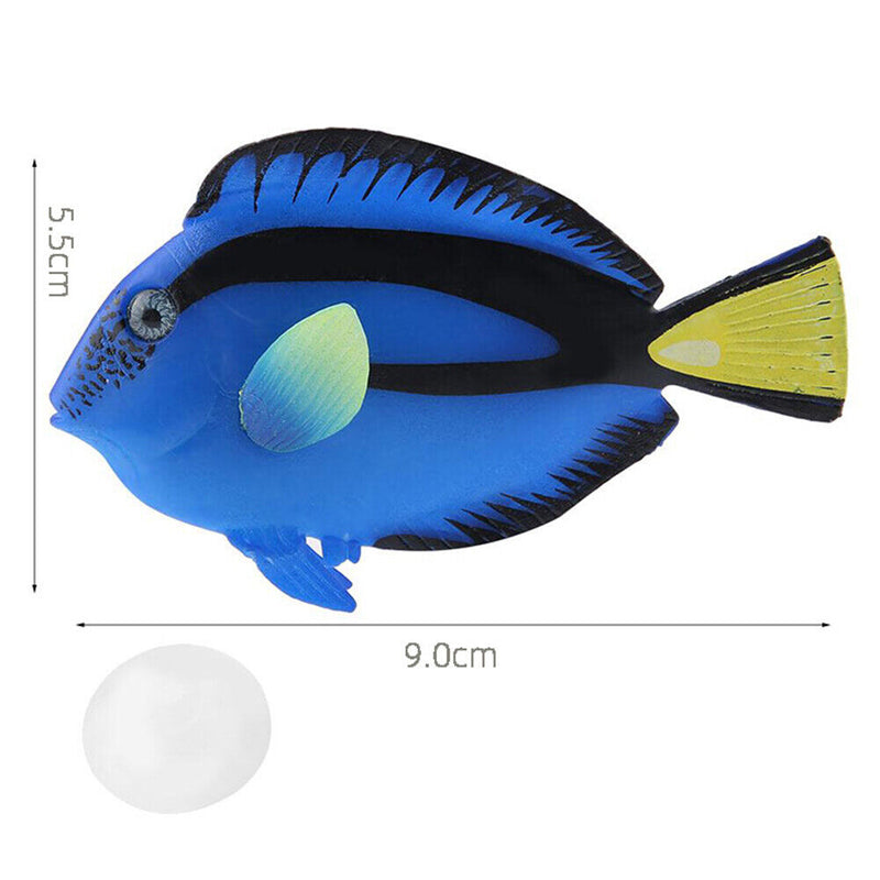 Aquarium Artificial Luminous Fish Silicone Glowing Fish Tank Decor (Blue) Newly