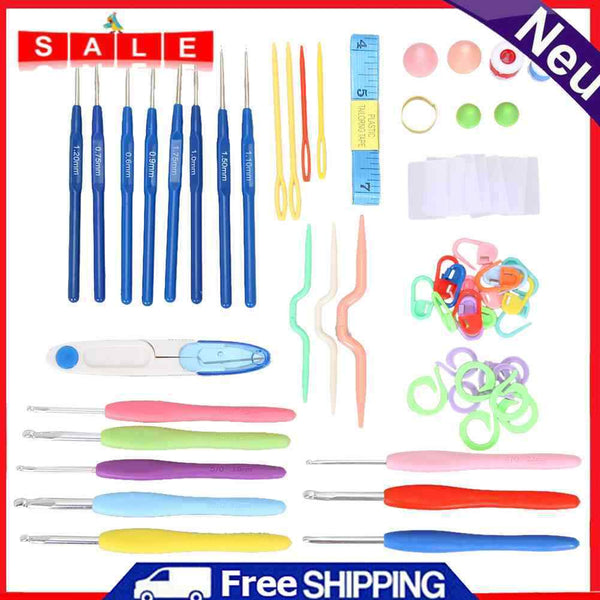 1 Set Crochet Hook Needles Knitting Kit Meshes Knitting Crafts Weaving Case Agony